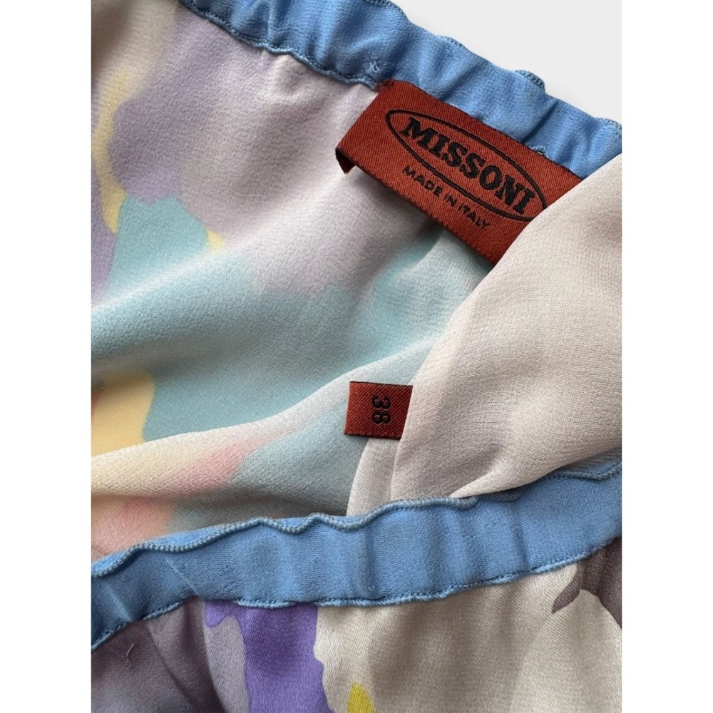 Vintage Missoni Silk Floral Dress IT38 XS Puff Sleeve Multicolor Made in Italy - Picture 3 of 15